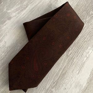 NWOT Oscar De La Renta Silk Brown Paisley Print Tie